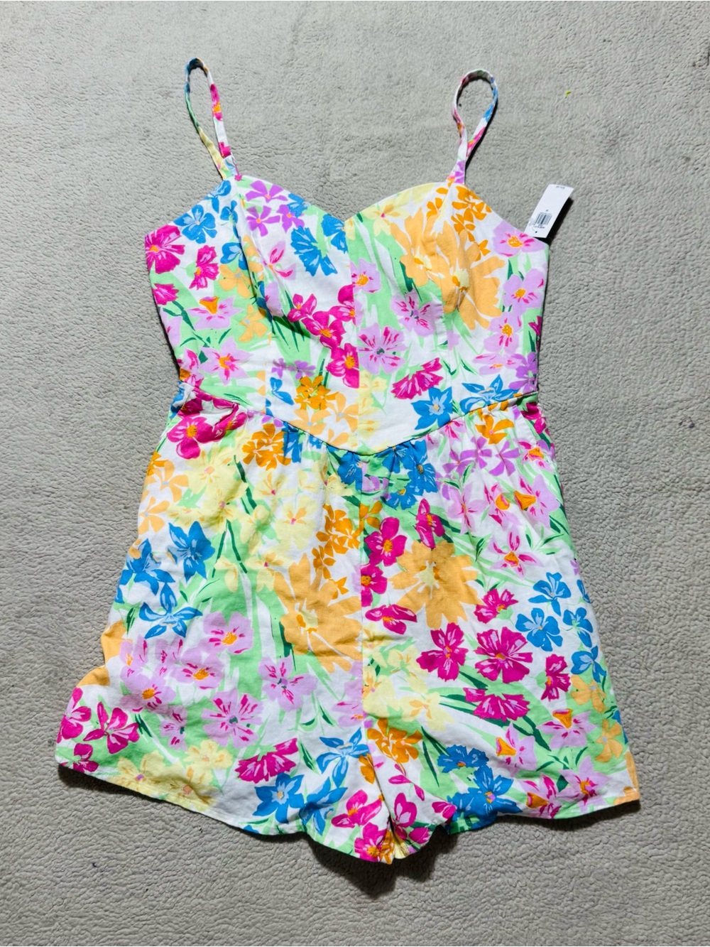 Old Navy Romper Womens Medium Floral Sleeveless Sweetheart Neck Tank Shorts NEW